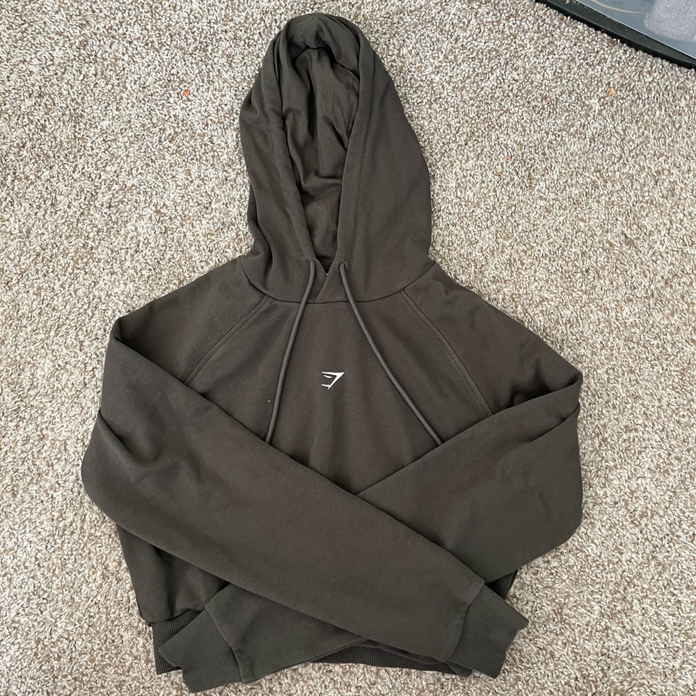 Gymshark Training Crop Hoodie - Deep Olive Green